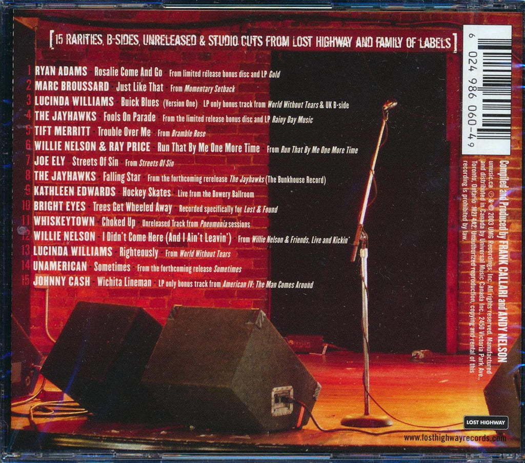 Ryan Adams, Marc Broussard, Lucinda Williams, The Jayhawks, Etc. - Lost & Found Volume 1 Music CD