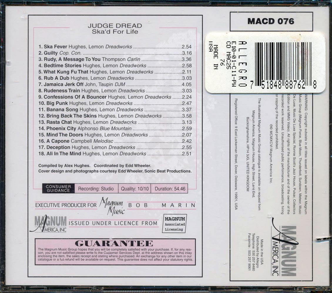 Judge Dread - Ska'd For Life (marked/ltd stock) Music CD
