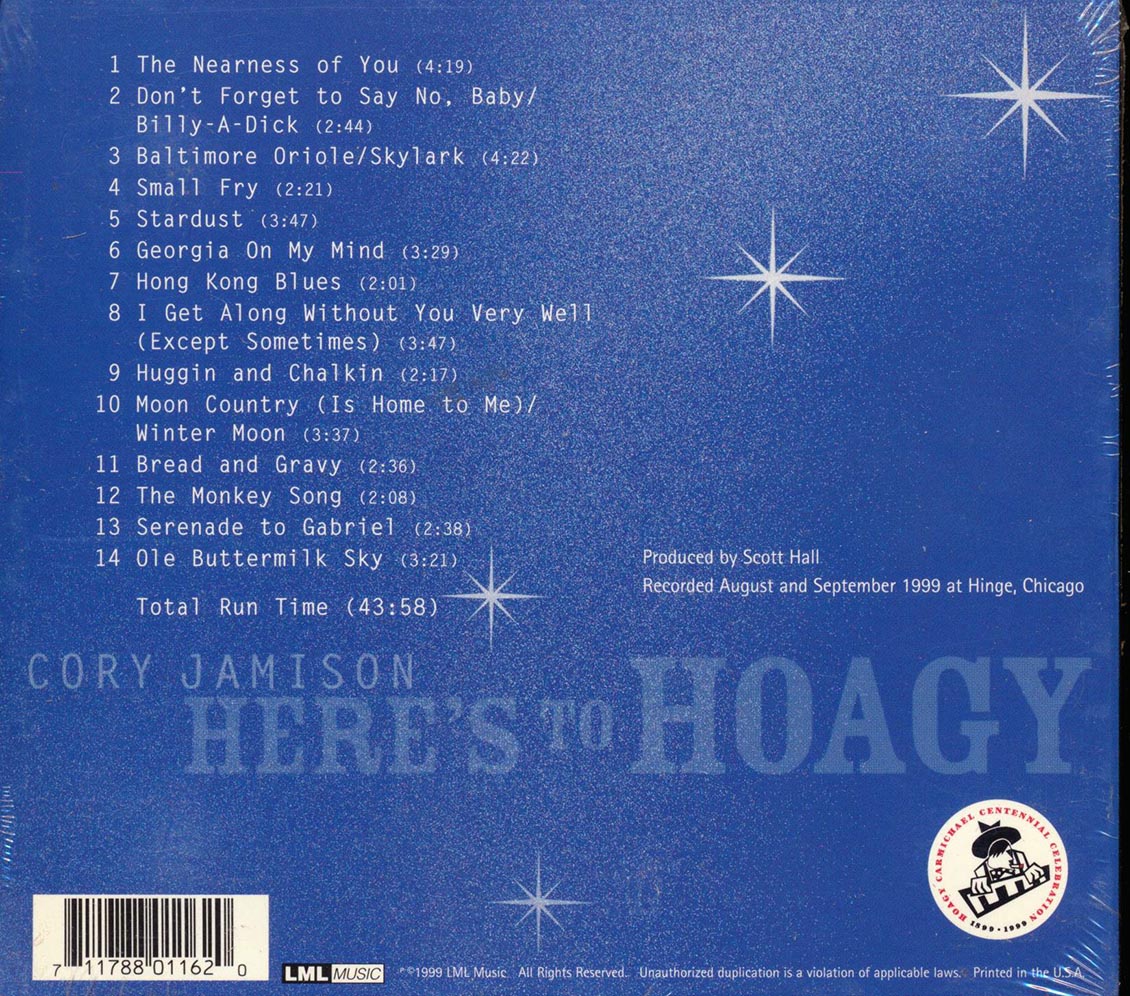 Cory Jamison - Here's To Hoagy Music CD