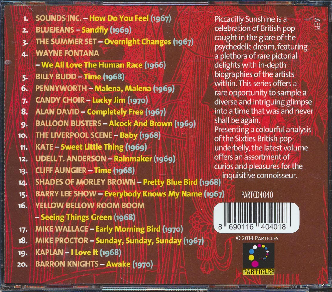 Billy Budd, Bluejeans, Balloon Busters, Barron Knights, The Liverpool Scene, Etc. - Piccadilly Sunshine Part 18: British Pop Psych And Other Flavours 1966-1970 Music CD