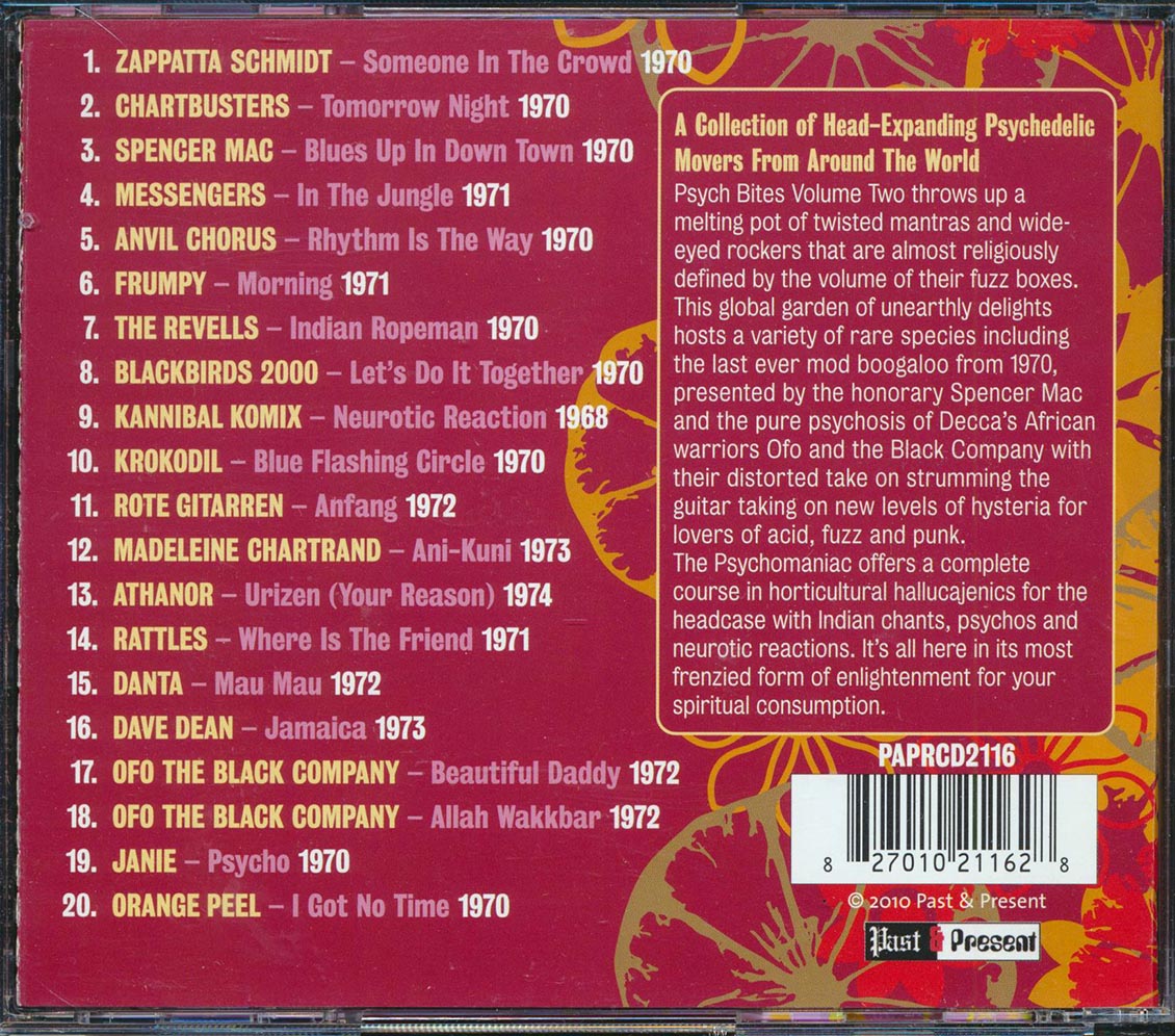 Rattles, Danta, Ofo The Black Company, Orange Peel, Blackbirds 2000, Anvil Chorus, Etc. - Psych Bites Volume 2: The Psychomaniac Presents!! An Assortment Of Heavy Psychedelic Rockers From Planet Earth!! Music CD