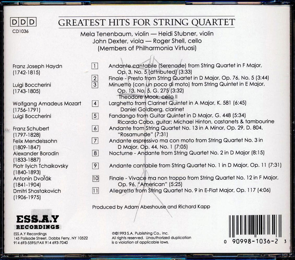 Various - Greatest Hits For String Quartet: Members Of Philharmonia Virtuosi Music CD