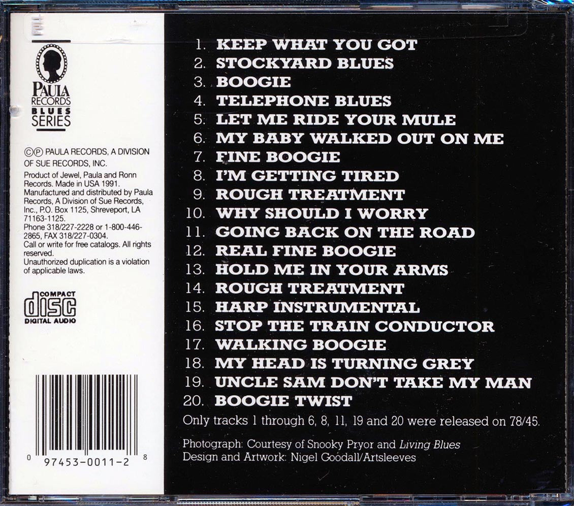 Snooky Pryor Featuring Sunnyland Slim, Piano - Snooky Pryor Featuring Sunnyland Slim, Piano (20 tracks) Music CD