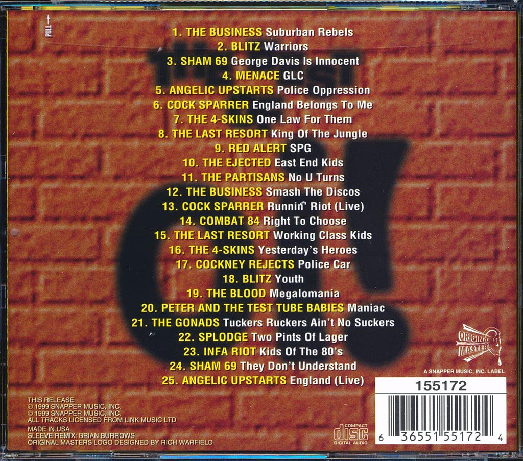 Sham 69, The Business, Blitz, Red Alert, Angelic Upstarts, Etc. - The Best Of Oi!: 25 Brickwall Punk Classics Music CD