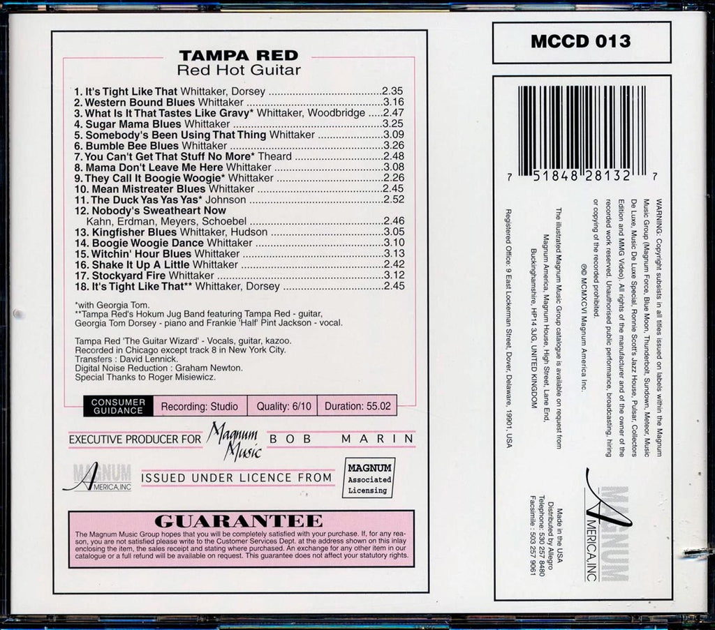 Tampa Red - Red Hot Guitar (marked/ltd stock) Music CD