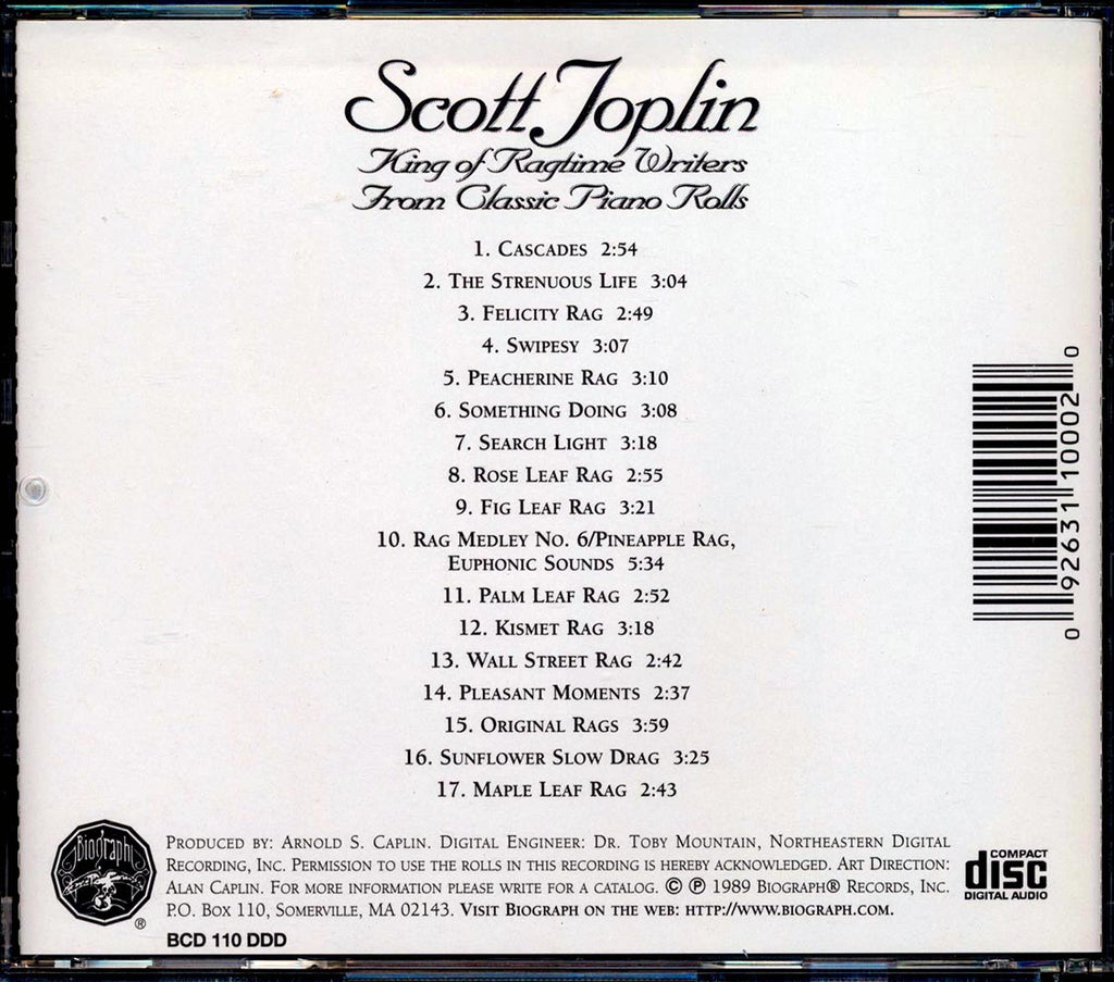Scott Joplin - King Of Ragtime Writers Music CD