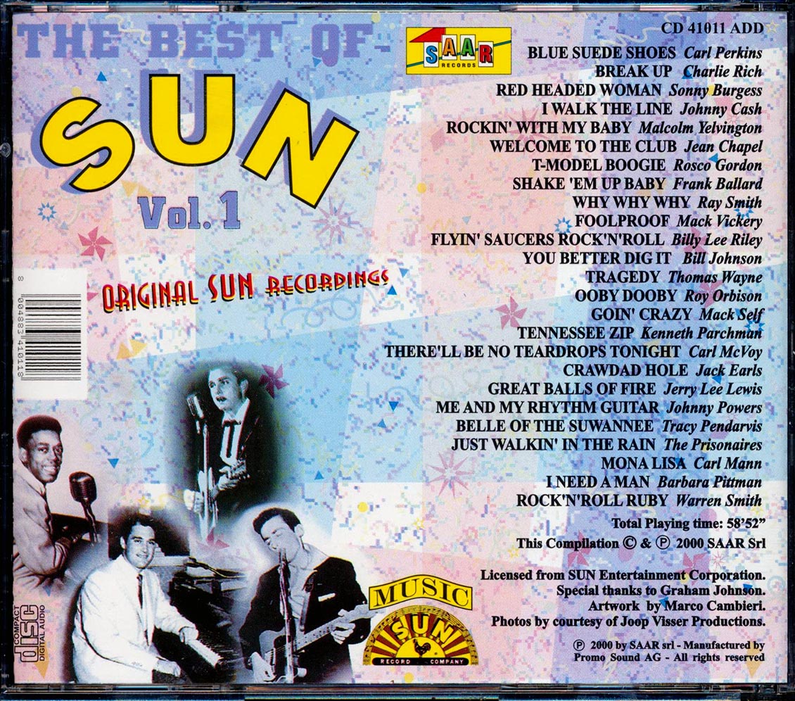 Johnny Cash, Jerry Lee Lewis, Warren Smith, Roy Orbison, Etc., - The Best Of Sun Volume 1 (incl. large booklet) Music CD