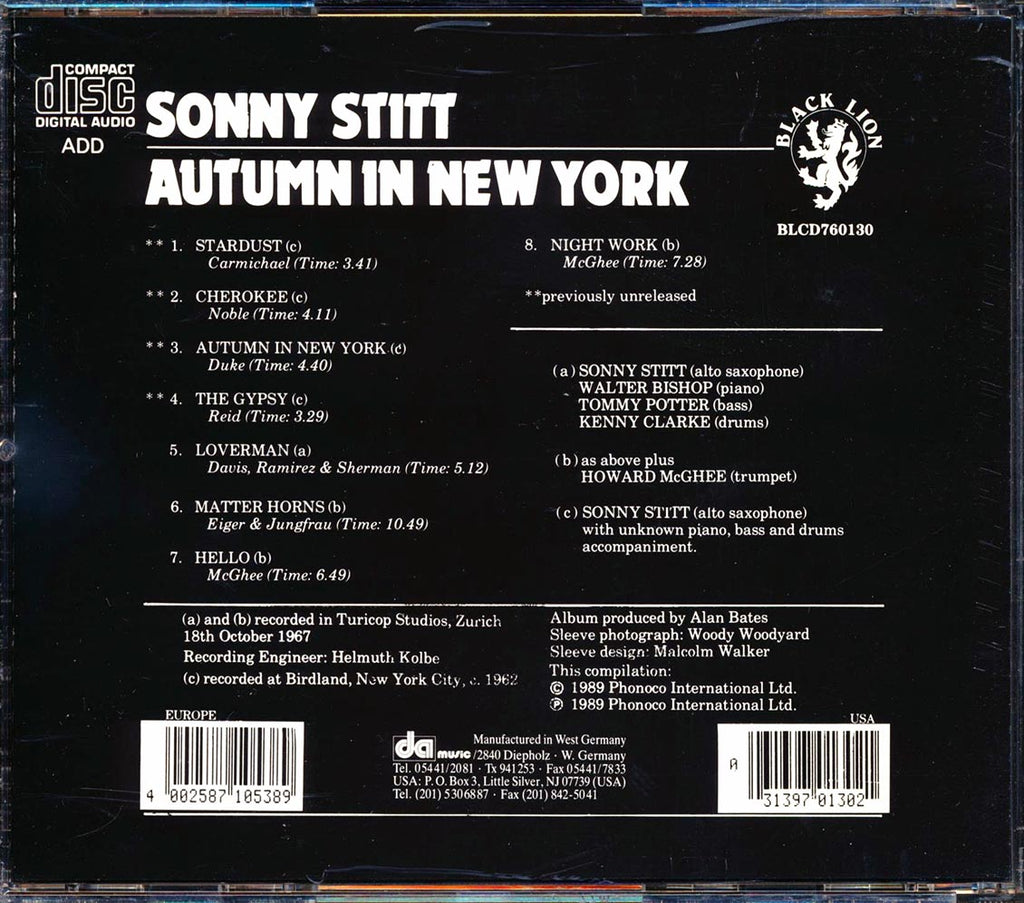 Sonny Stitt - Autumn In New York Music CD