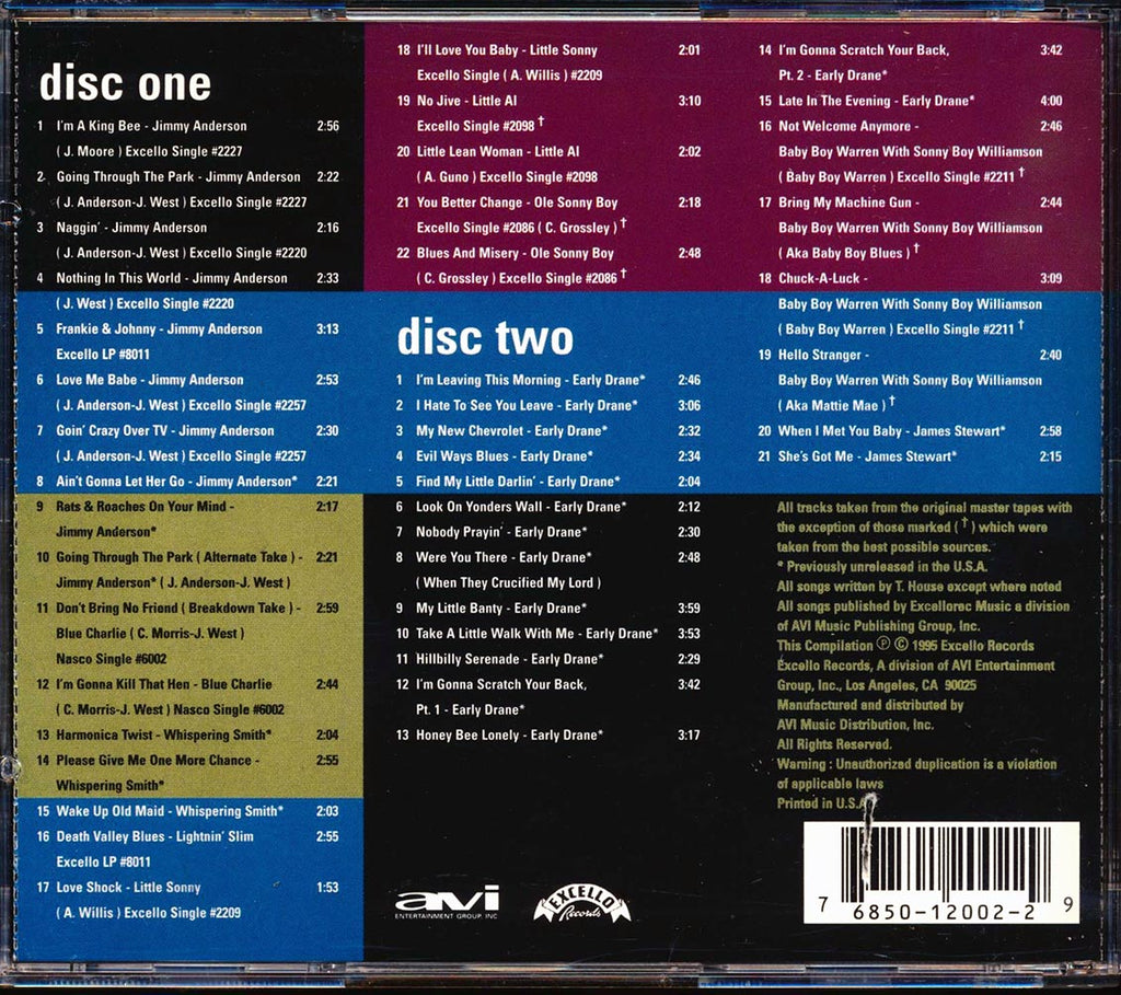 Jimmy Anderson, Lightnin' Slim, Early Drane, Sonny Boy Williamson, Etc. - Blues Hangover: Excello Blues Rarities (43 tracks) (2xCD) (marked/ltd stock) Music CD