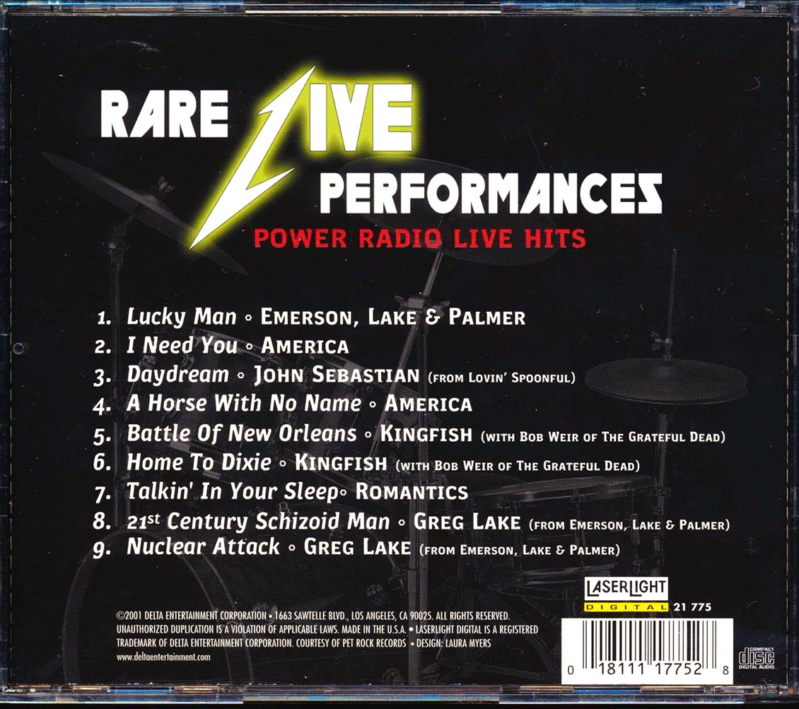 ELP, America, The Romantics, Kingfish, Etc. - Rare Live Performances: Power Radio Live Hits Music CD