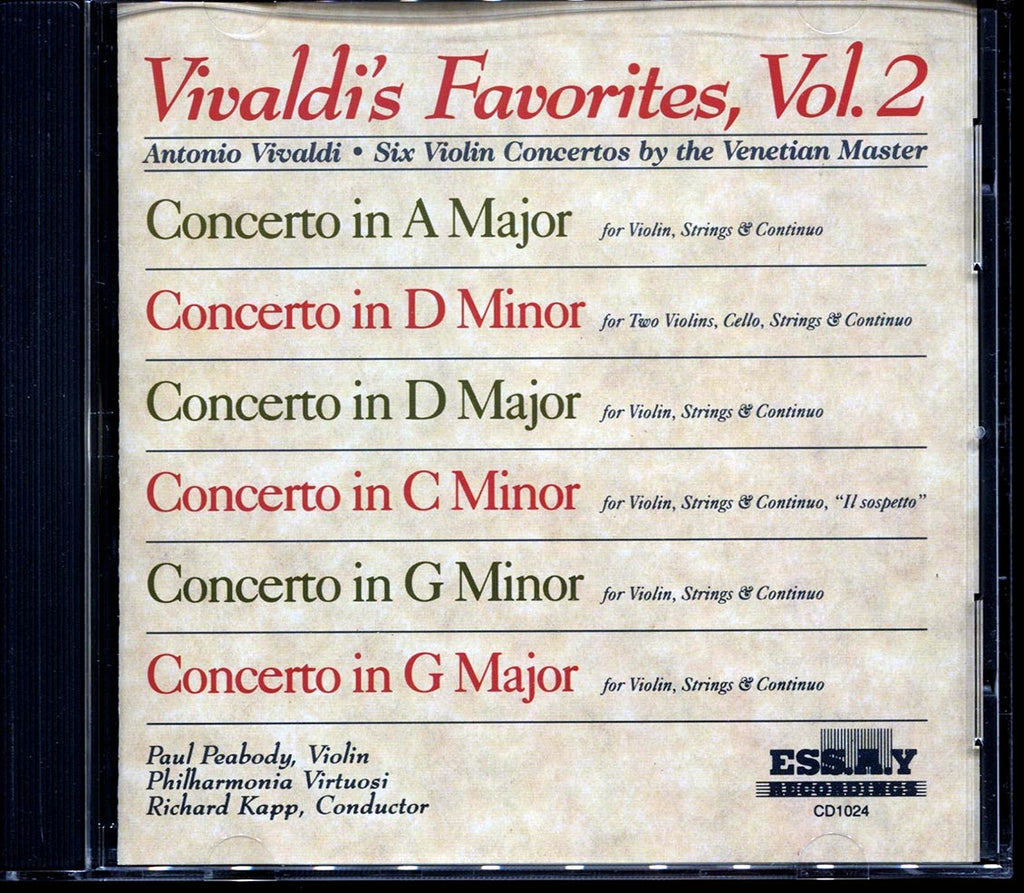 Antonio Vivaldi - Vivaldi's Favorites Volume 2 Music CD