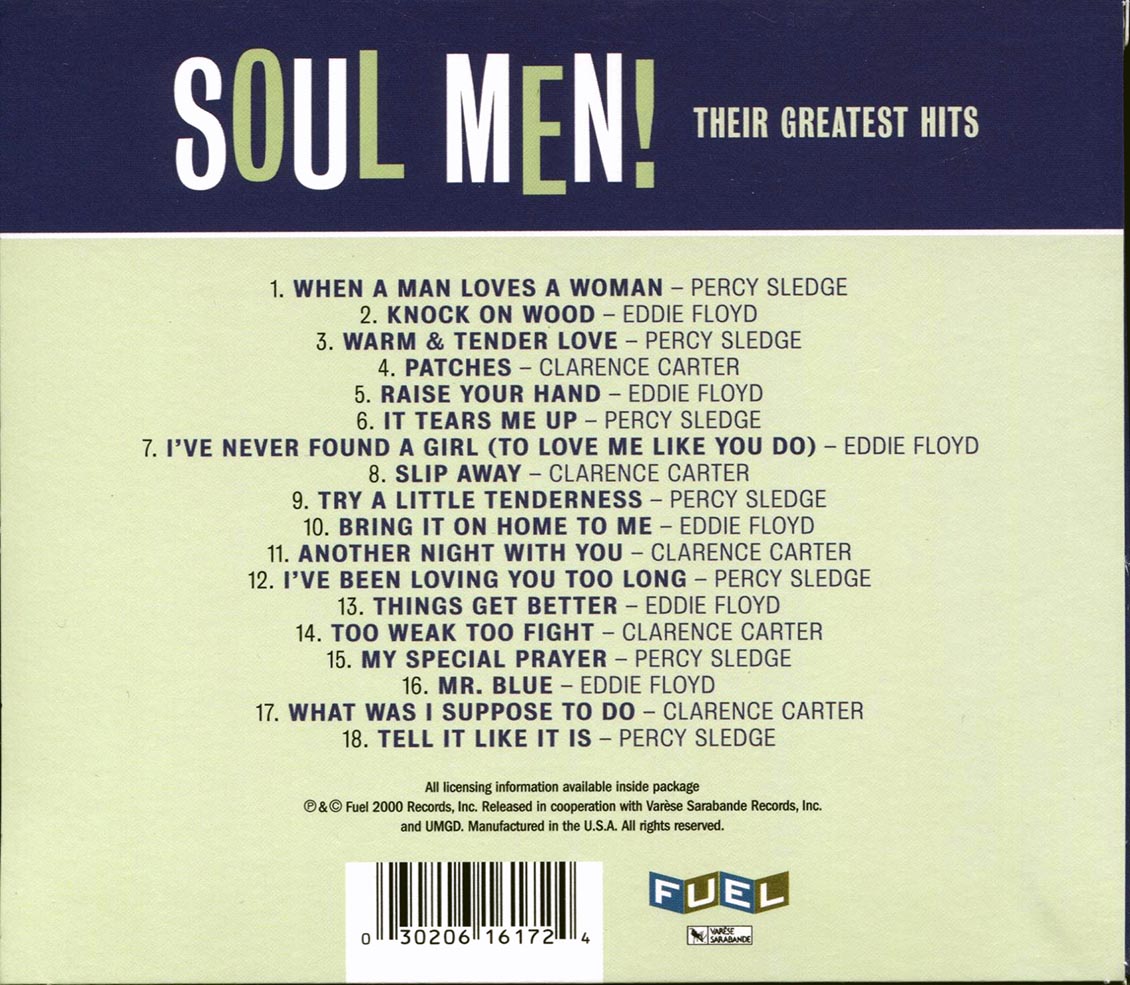 Eddie Floyd, Clarence Carter, Percy Sledge - Soul Men! Their Greatest Hits Music CD