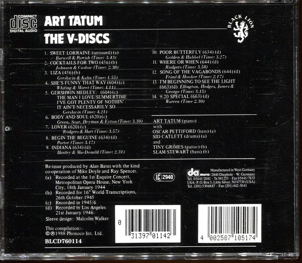 Art Tatum - The V-Discs Music CD