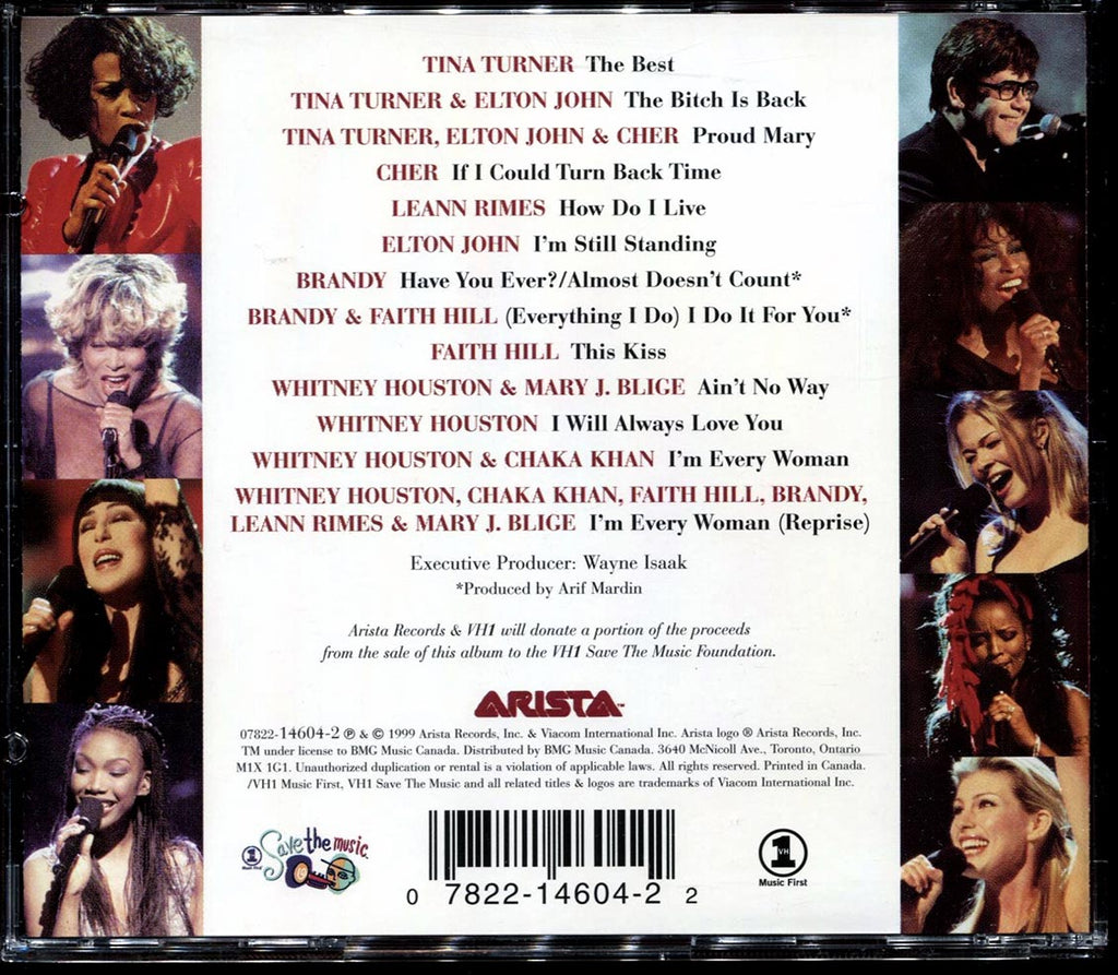 Whitney Houston, Cher, Tina Turner, Brandy, Elton John, Etc. - Divas Live 99 Music CD