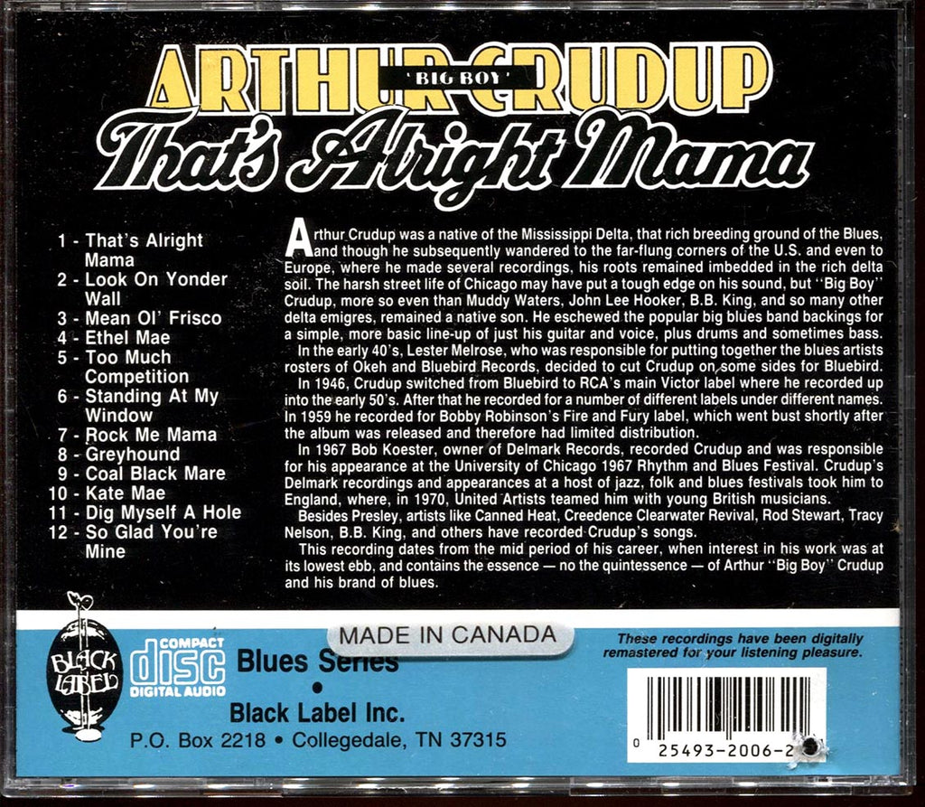 Arthur Big Boy Crudup - That's Alright Mama (marked/ltd stock) Music CD