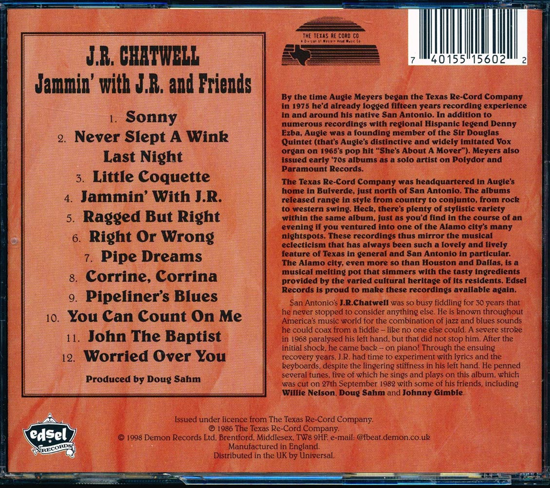 JR Chatwell, Willie Nelson - Jammin' With JR And Friends Music CD