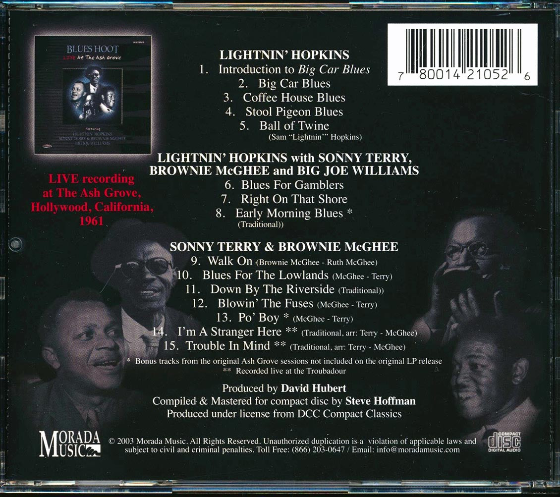 Lightnin' Hopkins, Sonny Terry & Brownie McGhee, Big Joe Williams - Blues Hoot: Live At The Ash Grove Music CD