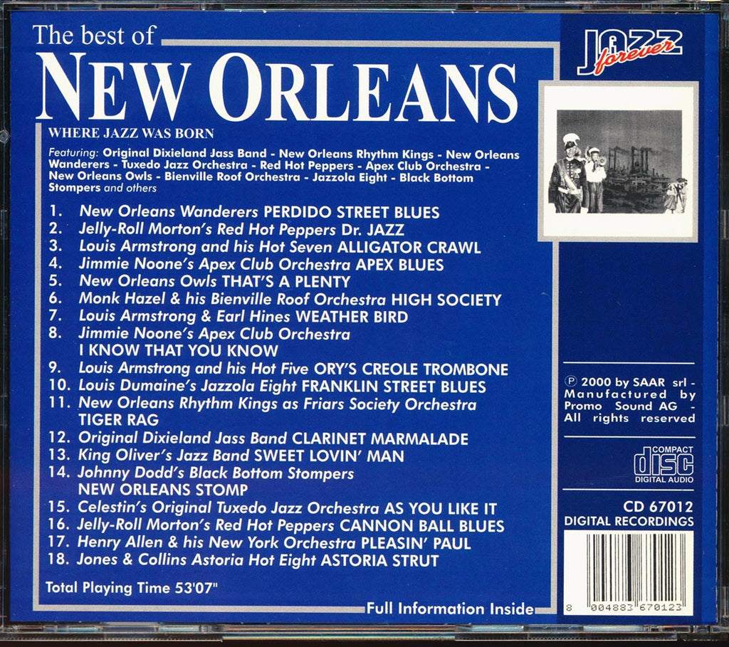 Jelly Roll Morton, Louis Armstrong, Etc. - The Best Of New Orleans: Where Jazz Was Born Music CD