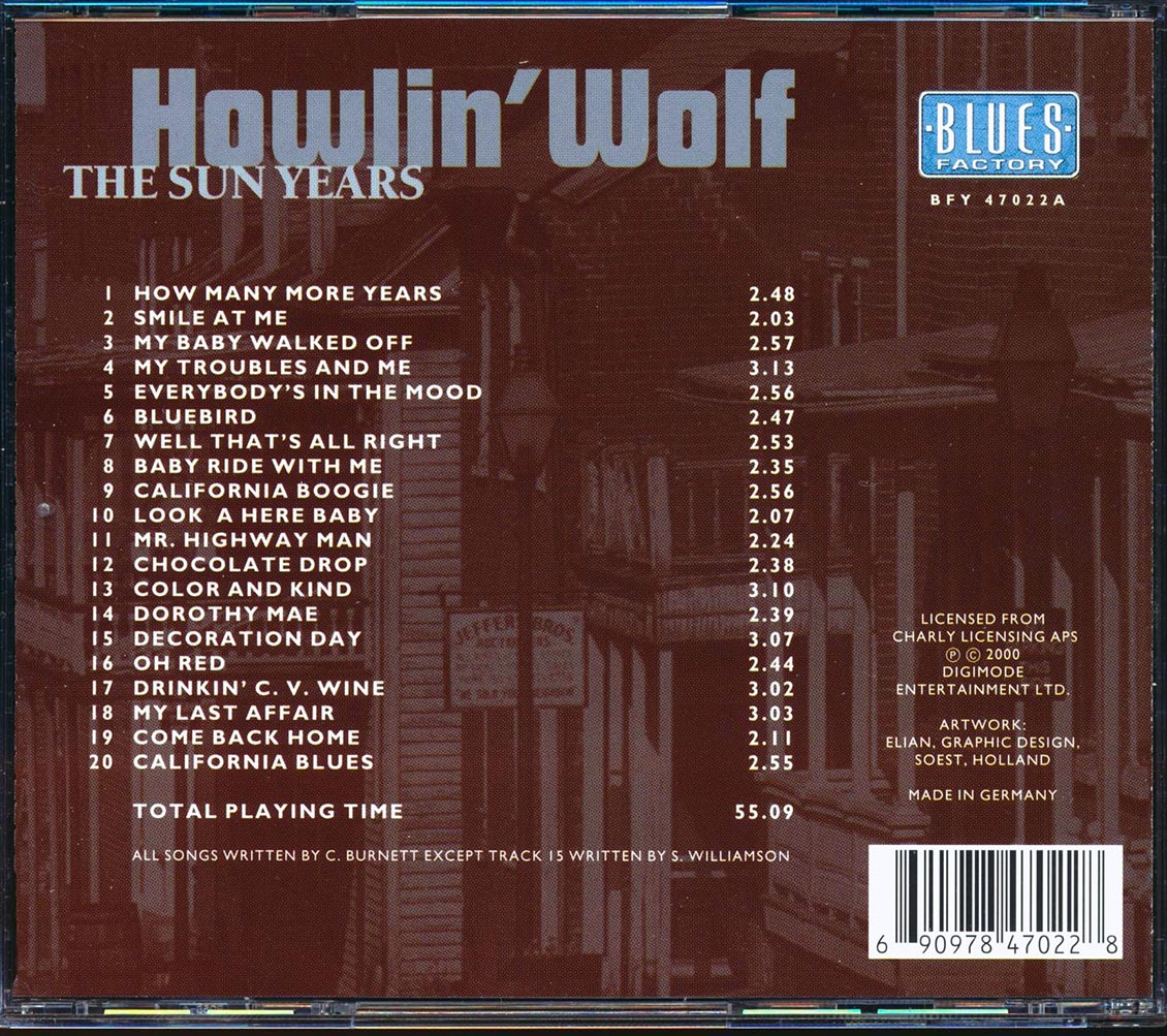 Howlin' Wolf - The Sun Years (20 tracks) Music CD