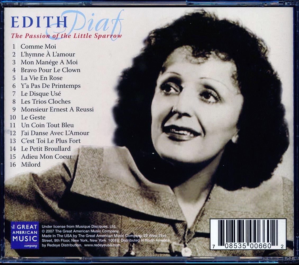 Edith Piaf - The Passion Of The Little Sparrow Music CD