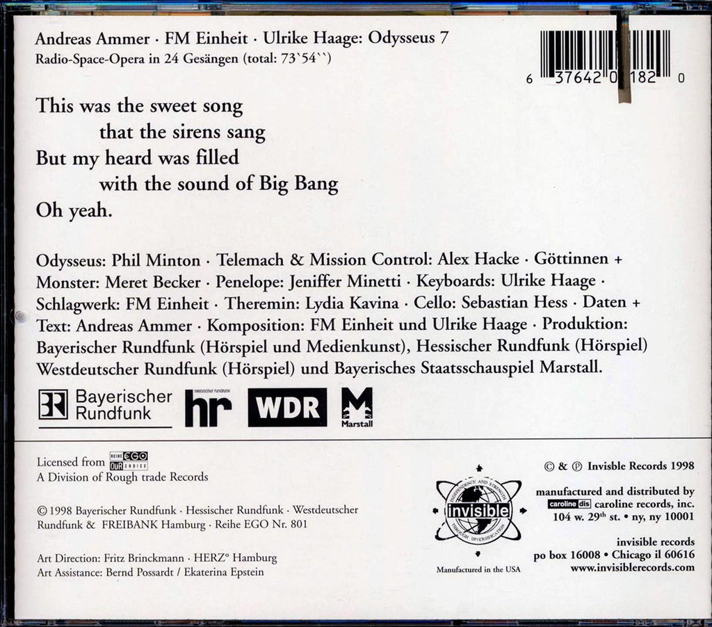 Ammer, Einheit, Haage - Odysseus 7 Original Soundtrack (marked/ltd stock) Music CD