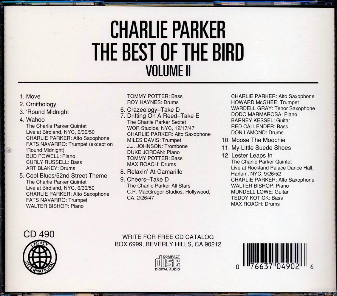 Charlie Parker - The Best Of The Bird Volume 2 Music CD