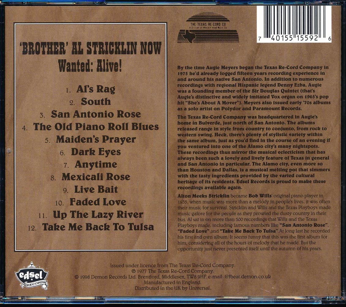 Al Stricklin - Brother Al Stricklin - Now: Wanted Alive Music CD