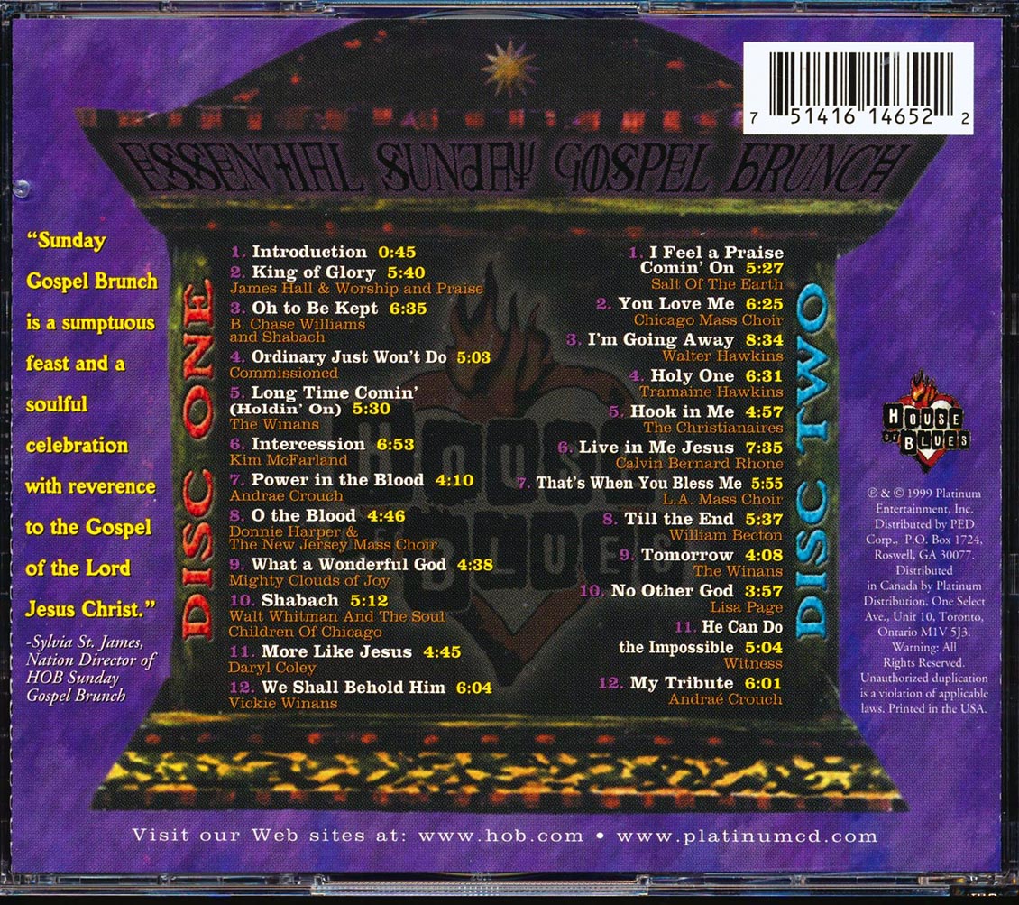 Might Clouds Of Joy, The Christianaires, Salt Of The Earth, Etc. - Essential Sunday Gospel Brunch (24 tracks) (2xCD) Music CD