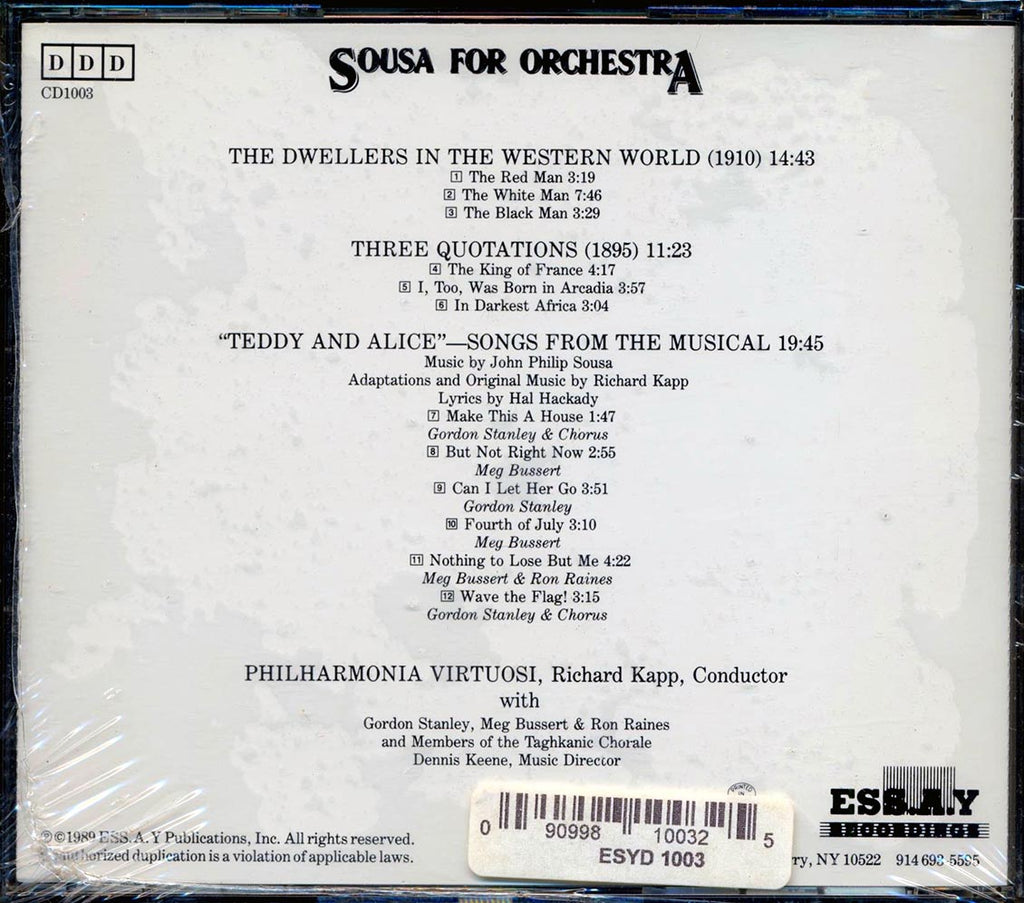 John Philip Sousa, Philharmonia Virtuosi, Richard Kapp - Sousa For Orchestra Music CD