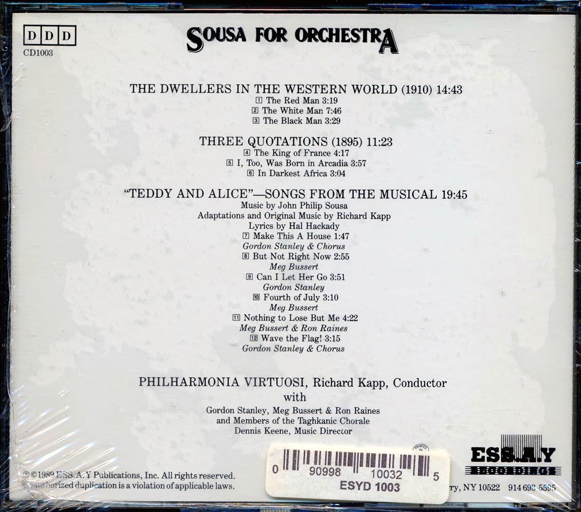 John Philip Sousa, Philharmonia Virtuosi, Richard Kapp - Sousa For Orchestra Music CD