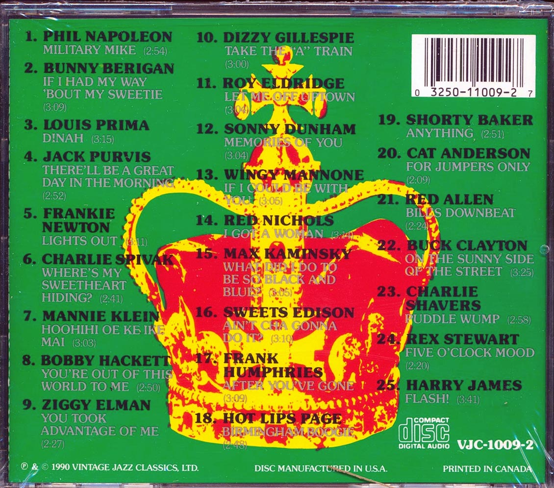 Harry James, Red Allen, Dizzy Gillespie, Louis Prima, Hot Lips Page, Etc. - Trumpet Royalty Music CD