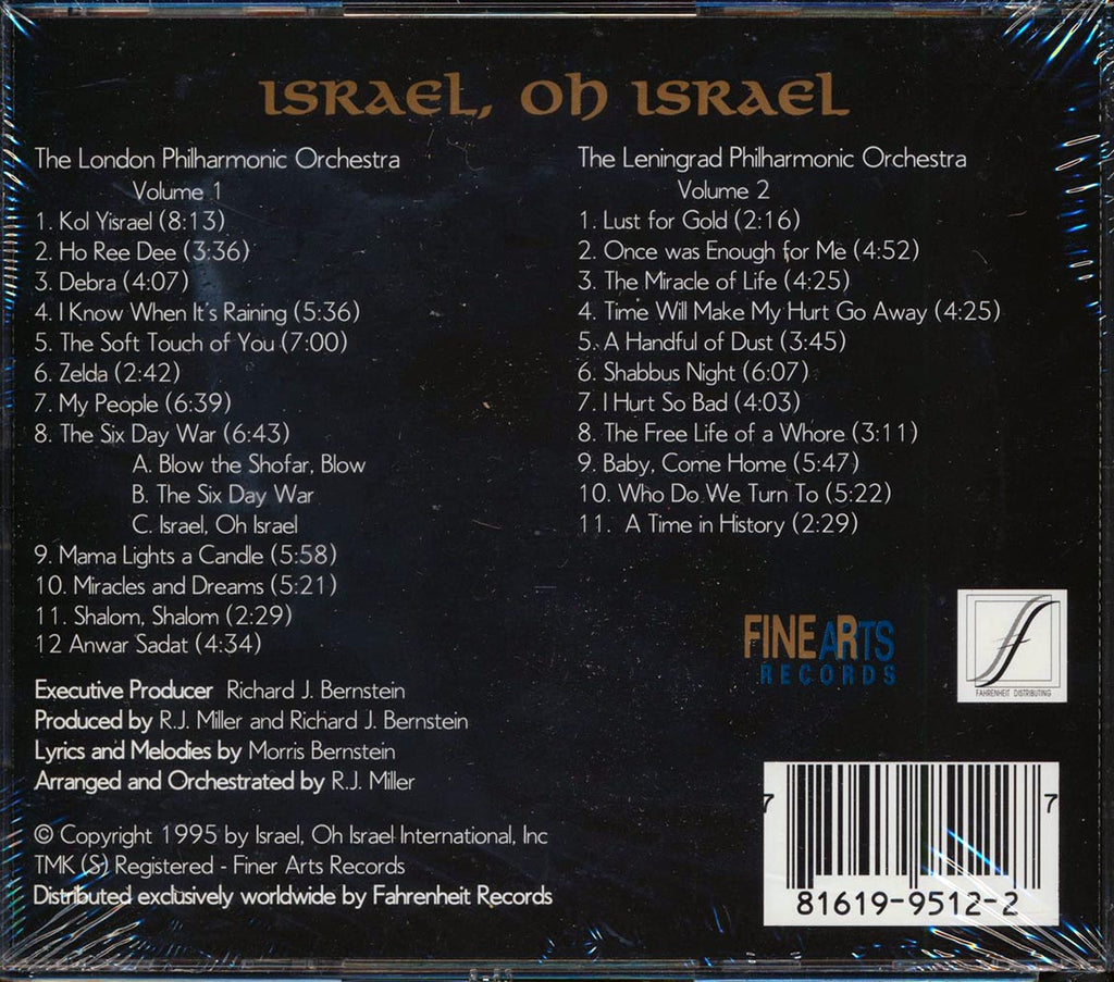 London Philharmonic Orchestra, Leningrad Philharmonic Orchestra, RJ Miller - Israel, Oh Israel Volume 1 & 2 (23 tracks) (2xCD) Music CD