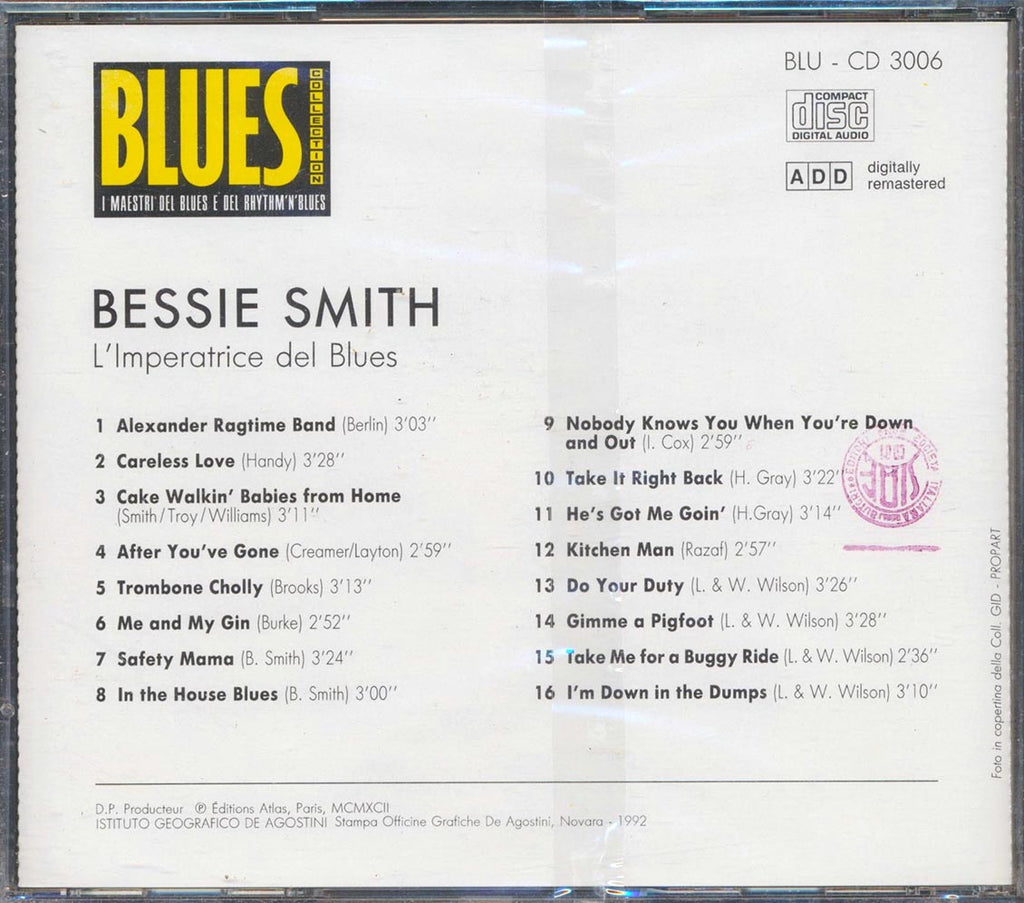 Bessie Smith - L'Imperatrice Del Blues (Empress Of The Blues) Music CD