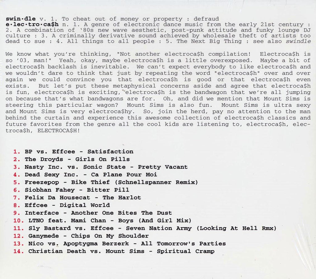 Mount Sims - The Great Electrocash Swindle: Non-Stop Mix By Mount Sims (marked/ltd stock) Music CD