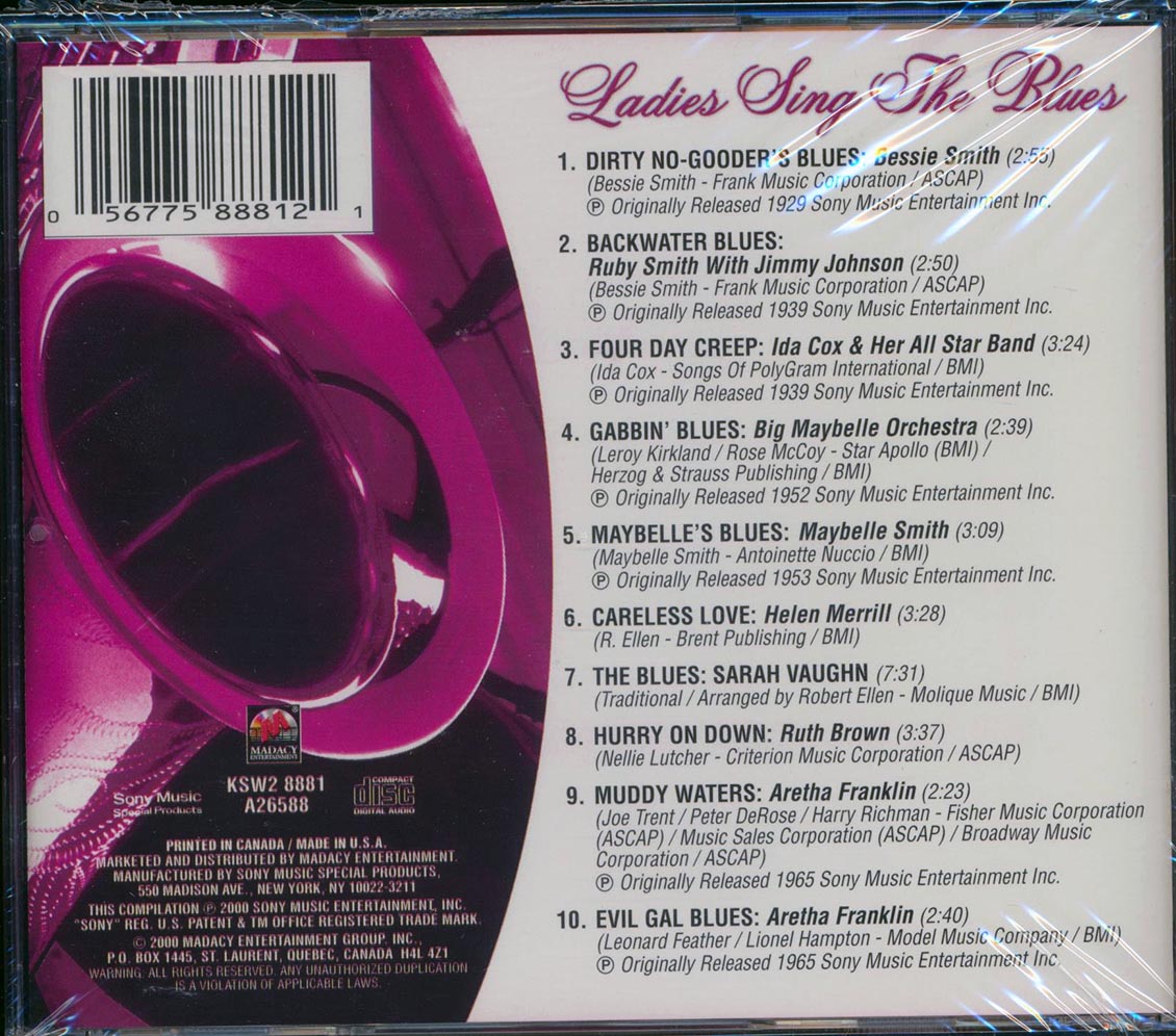 Bessie Smith, Aretha Franklin, Sarah Vaughn, Etc. - Ladies Sing The Blues Music CD