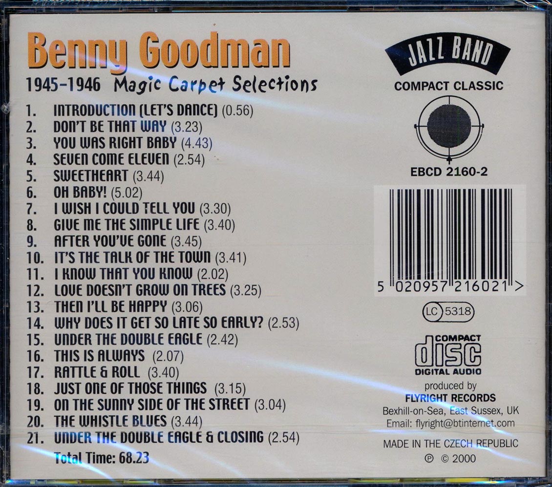 Benny Goodman - 1945-1946 Magic Carpet Selections (21 tracks) Music CD