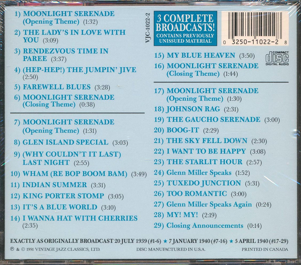 Glenn Miller & His Orchestra - Tuxedo Junction Volume 2: The Sustaining Remote Broadcasts (29 tracks) Music CD