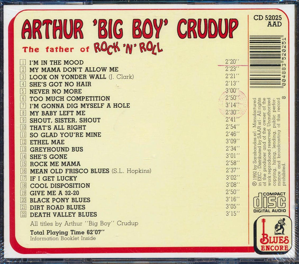 Arthur Big Boy Crudup - The Father Of Rock 'N' Roll (22 tracks) Music CD