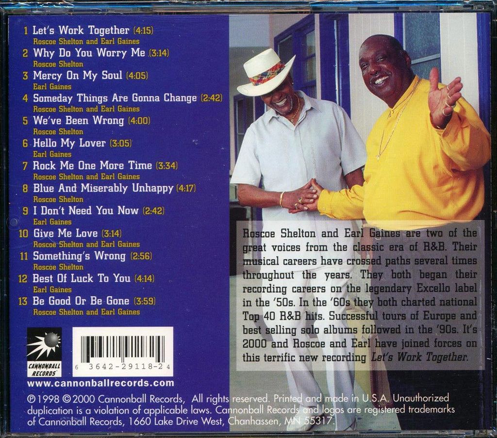 Roscoe Shelton & Earl Gaines - Let's Work Together Music CD