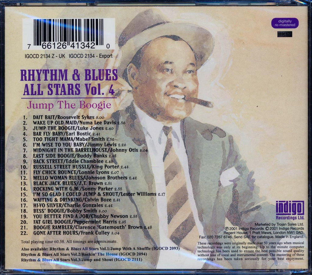 Roosevelt Sykes, Lester Williams, Johnny Otis, Etc. - Rhythm & Blues All Stars Volume 4: Jump The Boogie (22 tracks) Music CD