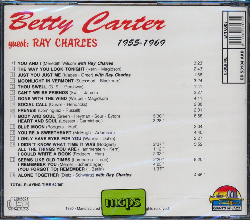 Betty Carter, Ray Charles - Betty Carter, Guest Ray Charles: 1955-1969 Music CD