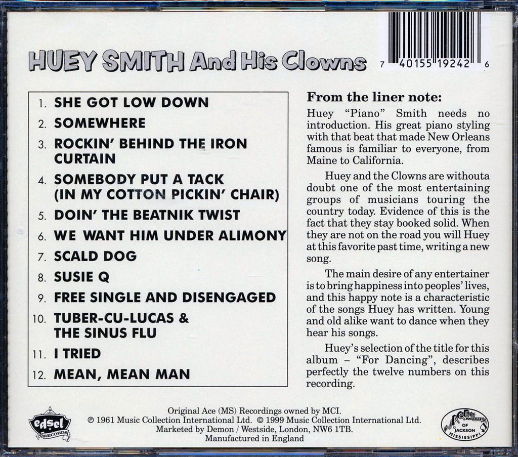 Huey Piano Smith & His Clowns - For Dancing Music CD
