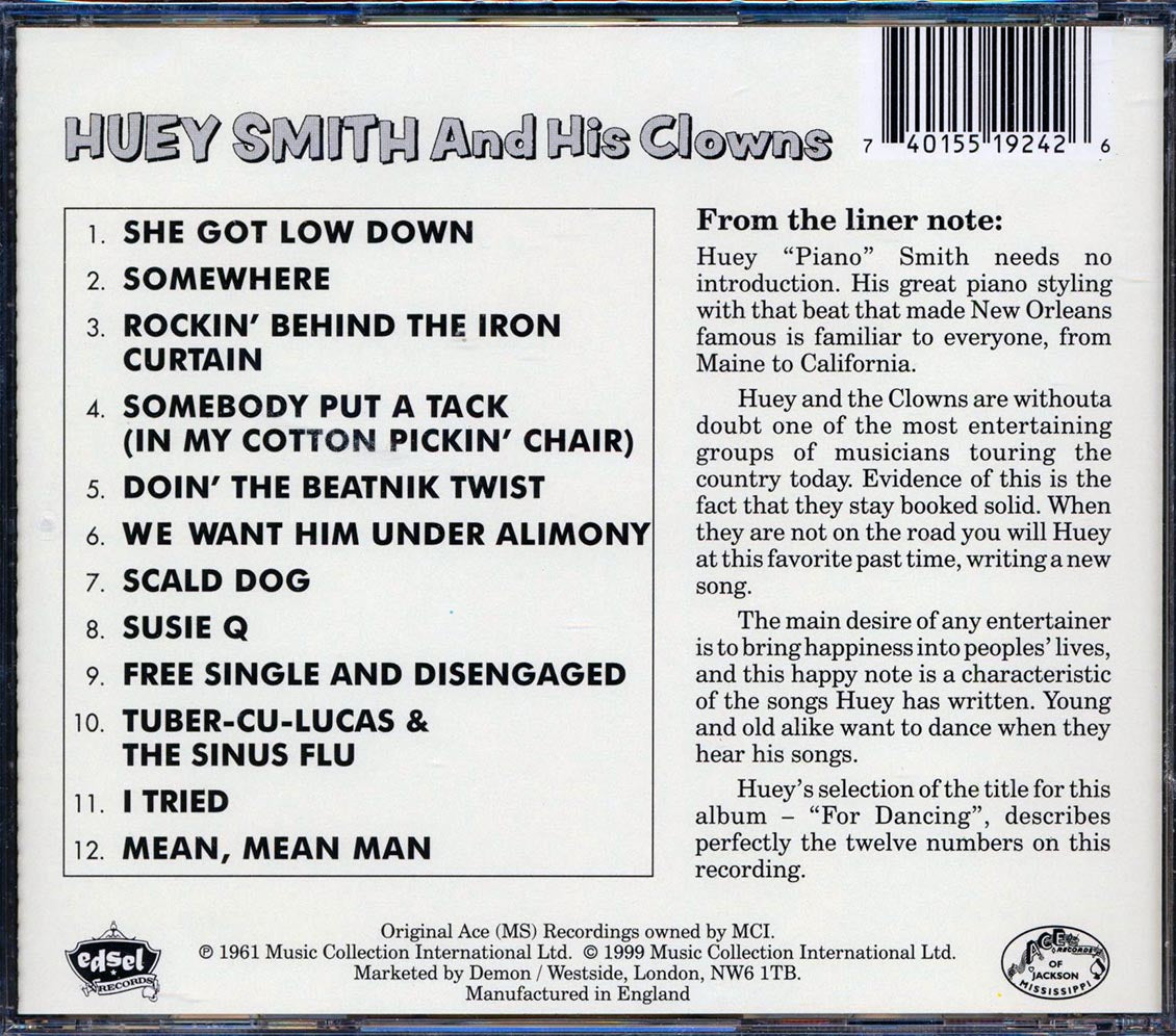Huey Piano Smith & His Clowns - For Dancing Music CD