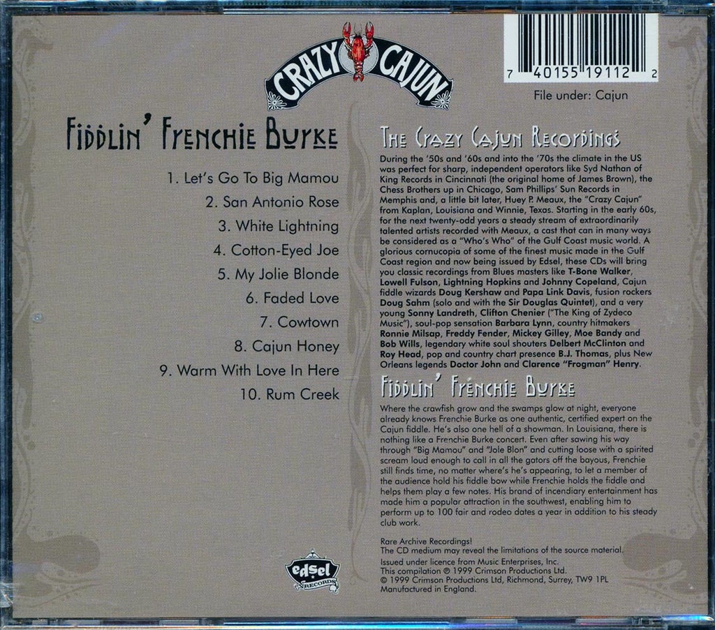 Fiddlin' Frenchie Burke - The Crazy Cajun Recordings Music CD