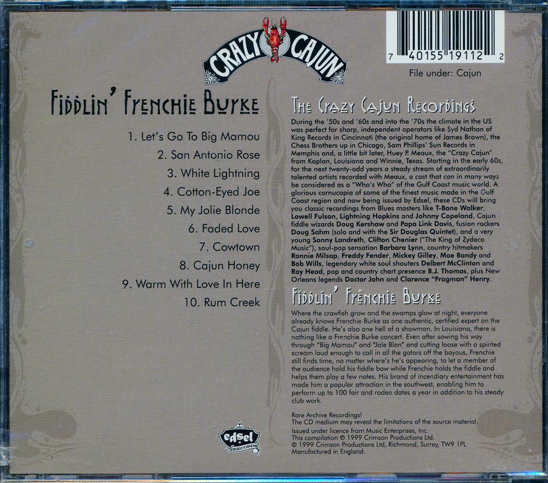 Fiddlin' Frenchie Burke - The Crazy Cajun Recordings Music CD