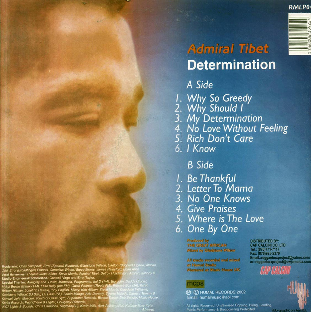 Admiral Tibet - Determination (Jamaica press) (orig. press) Vinyl Record