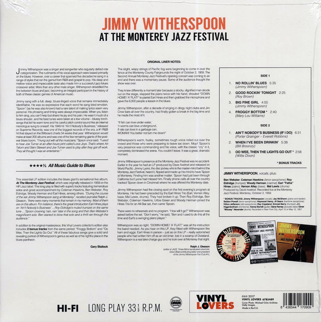 Jimmy Witherspoon - Live At The Monterey Jazz Festival (+2 bonus tracks) (ltd. ed.) (180g) Vinyl Record