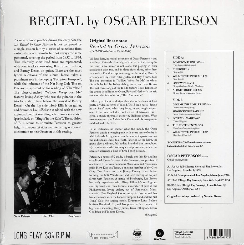 Oscar Peterson - Recital By Oscar Peterson (+bonus track) (ltd. ed.) (180g) Vinyl Record