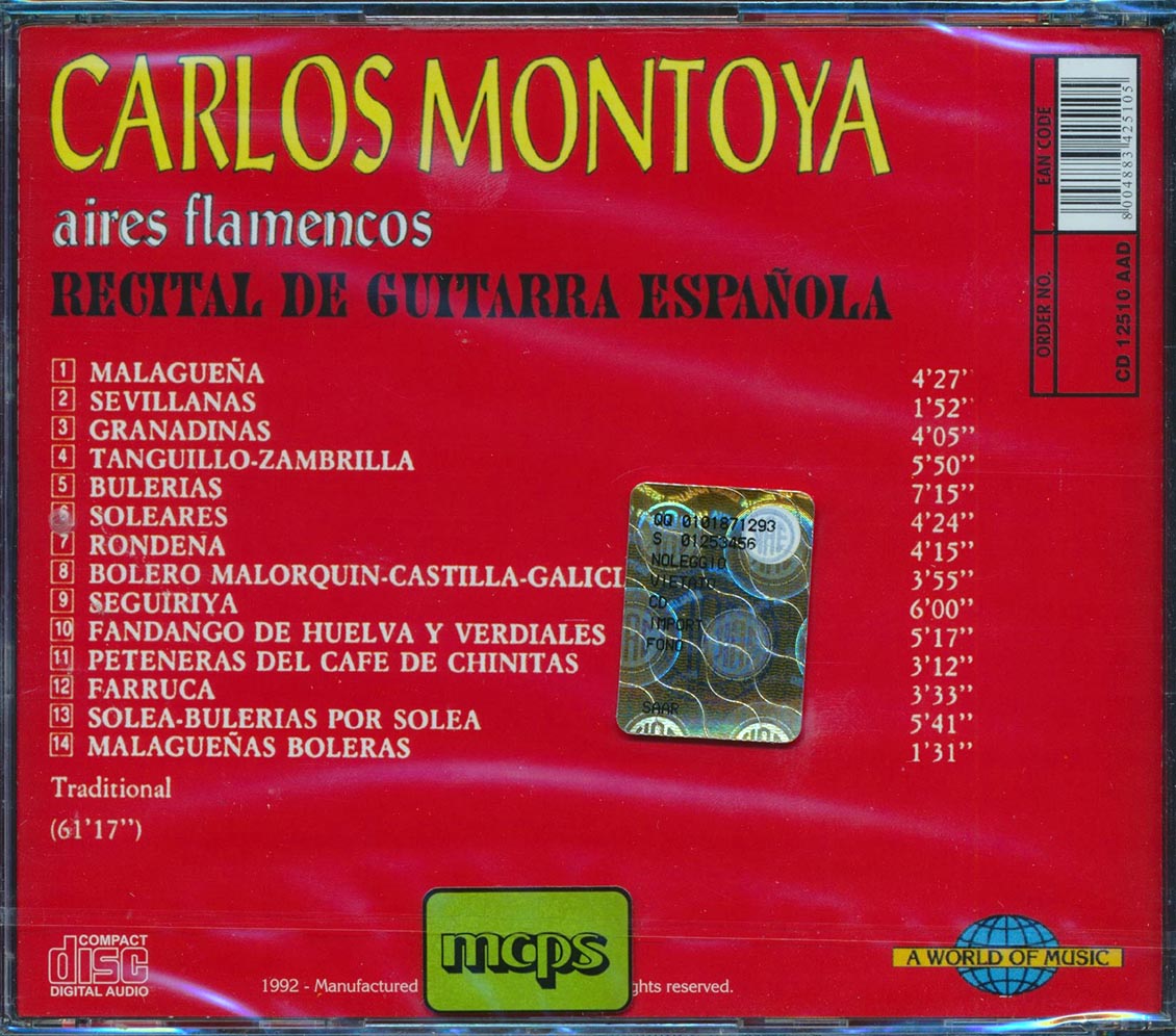 Carlos Montoya - Aires Flamencos: Recital De Guitarra Espanola Music CD