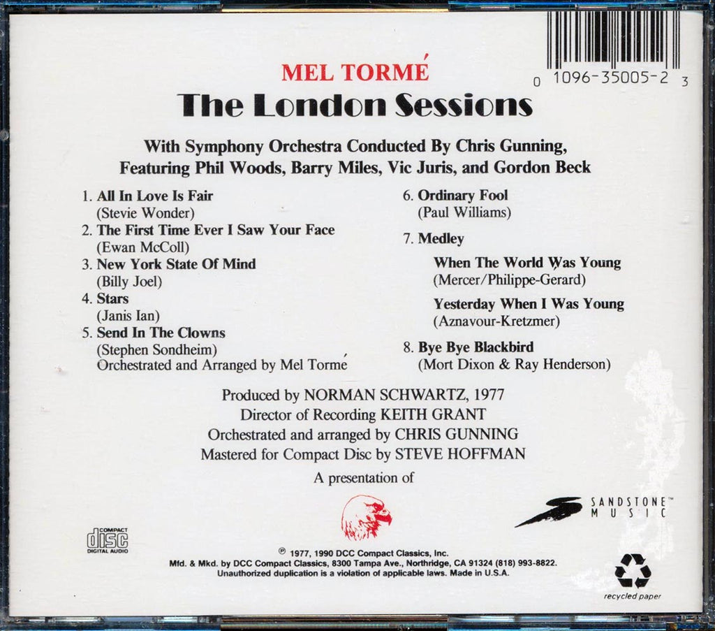 Mel Torme - The London Sessions Music CD